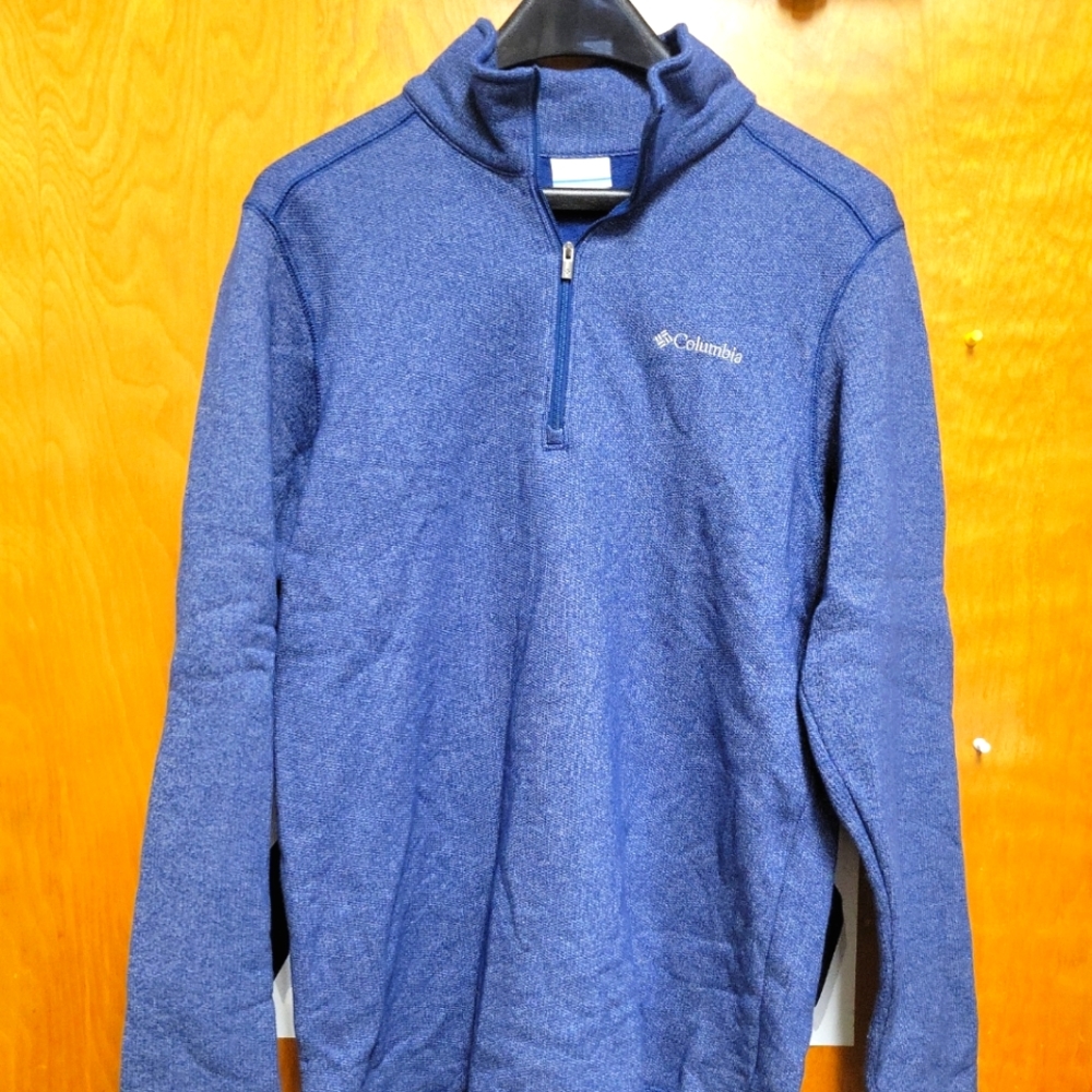 Columbia Men's Half Zip Fleece-Small Blue